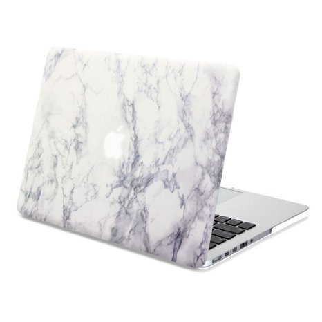 MacBook Pro 13 Retina Case, GMYLE Hard Case Print Frosted for MacBook Pro 13 inch with Retina Display – White Marble Pattern Rubber Coated Hard Shell Cover (Not fit for Macbook Pro 13 inch)