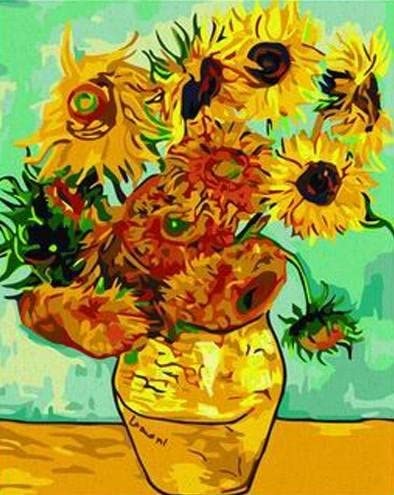 Diy painting, paint by number kit- worldwide famous oil painting Vase with Twelve Sunflowers by Van Gogh 16x20 inch
