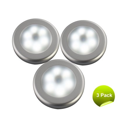 3PCS LED Motion Light, QPAU® Battery-Powered Motion Sensor LED Night Light W FREE 3M Adhesive Pads Stick-Anywhere Perfect for Bedroom, Bathroom, Kitchen, Closet & More