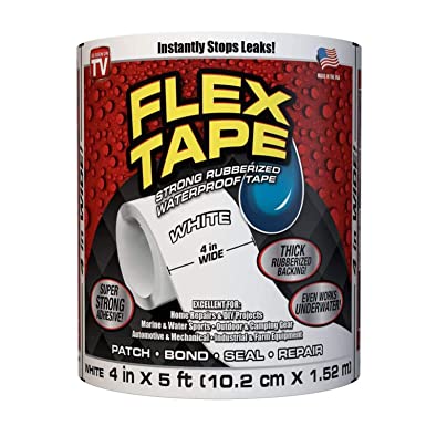 Rubberized Waterproof Tape, 4" x 5', Flex Waterproof Patch Seal Tape for Repairing Holes Cracks Pipes Gaps Roof Boat Leaks, Heavy Duty Rubber Tape for Emergency Pipeline Repair Tool Fixing, 1 White