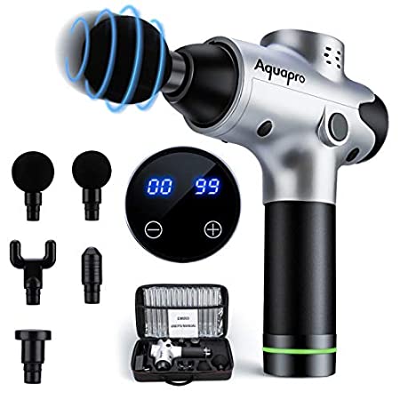 Massage Gun for Athletes, 20 Speeds Deep Tissue Massager Gun for Muscle Deep Relaxation, Cordless Handheld Electric Percussion Massage Device for Neck Back Leg Muscle，Carry Case & 5 Heads