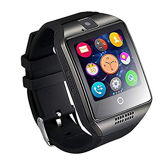 Mgaolo Q18 Smart Watch Smartwatch Bluetooth Sweatproof Touchscreen Phone with Camera TF/SIM Card Slot for Android and iPhone Smartphones for Kids Girls Boys Men Women (Black)
