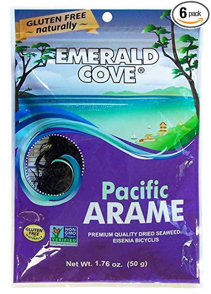 Emerald Cove Silver Grade Pacific Arame (Dried Seaweed), 1.76-Ounce Bags (Pack of 6)