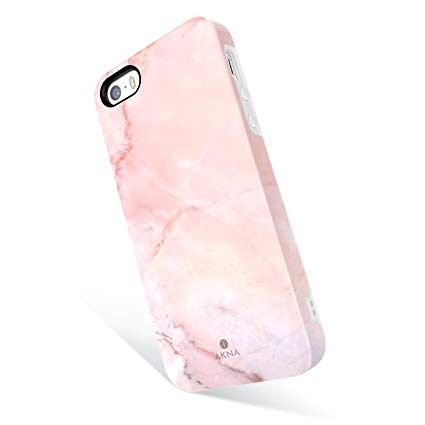Akna iPhone 5/5s/SE case Marble, Glamour Series Flexible Soft TPU cover with Fabulous Glossy Pattern for iPhone 5/5s/SE [Baby Pink Marble](347-U.K)