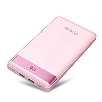 Yoobao P20000L 20000mAh Portable Charger Power Bank External Battery Pack Dual Input(iPhone Micro)Output with LED Digital Display Charge for iPhone X 8 iPhone 7 6s 6 Plus iPad Android and More - Pink