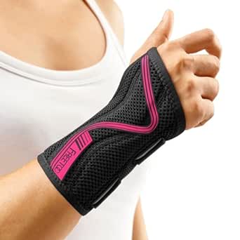 FREETOO Wrist Brace for Carpal Tunnel,[New Upgrade-Anatomically shaped] Adjustable Wrist Support Splint for Men and Women,Hand Brace for Pain Relief, Tendinitis,Arthritis,Left Hand,Medium,Black-Rose Red