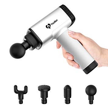 [Third Generation]Youlisn Massage Gun, Electric Massage Device, Portable Hand Held Deep Tissue Muscle Massager, Cordless Rechargeable Muslce Massage Device with 4 Massage Heads