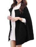 Allegra K Women Winter Single Breasted Poncho Cape Coat Cloak Jacket