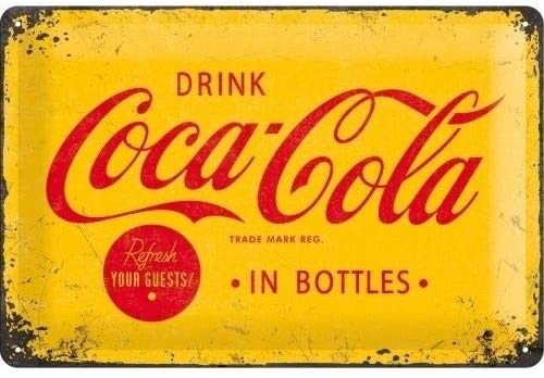 MMNGT Coca-Cola - Logo Yellow Tin Sign TIN Sign 7.8X11.8 INCH