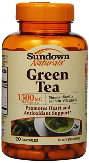 Sundown Naturals Green Tea Capsules, 1500 mg, 120 Count