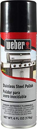 Weber Stainless Steel Grill Polish Exterior BBQ Grill Cleaner and Degreaser Spray Can - 6 Ounce