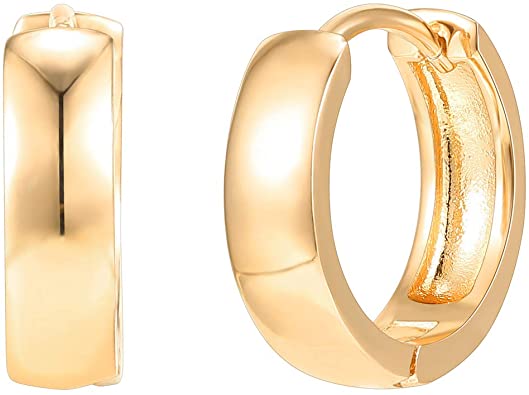 PAVOI 14K Gold Plated Sterling Silver Post Huggie Earrings | Small Hoop Earrings |Gold Earrings for Women