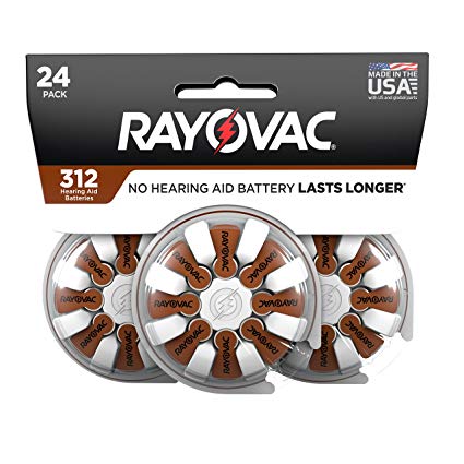 RAYOVAC Size 312 Hearing Aid Batteries, 24-Pack