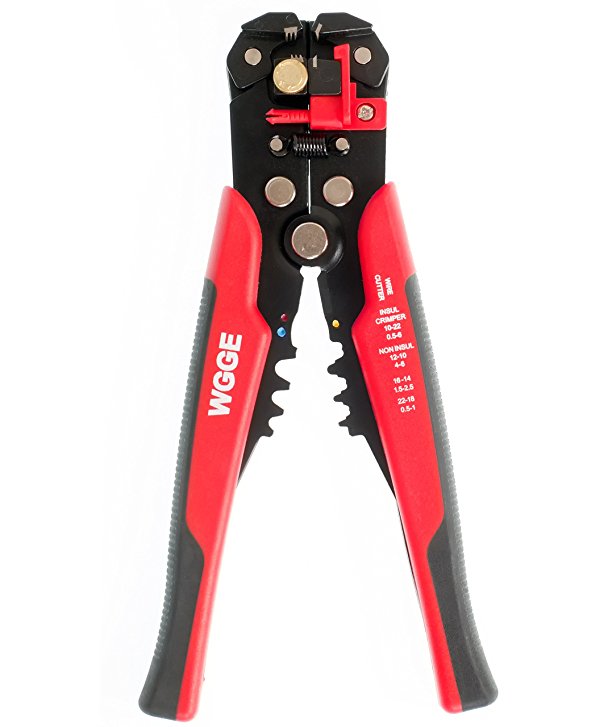 WGGE WG-014 Self-Adjusting Insulation Wire Stripper, For stripping wire from AWG 10-24,Automatic Strippers with Cutters & Crimper 8"