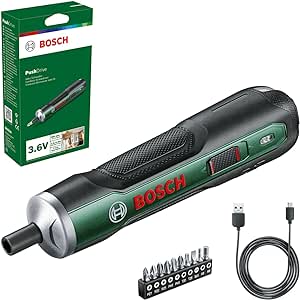 Bosch Home and Garden Bosch Akkuschrauber PushDrive Starter Set (3,6V; 1,5Ah; 5,0 Nm; 10x Schraubendreher-Bits; mit Mikro-USB-Kabel; im Karton)