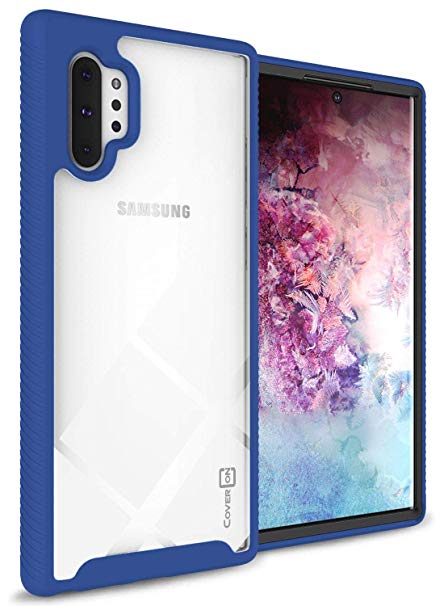 CoverON Heavy Duty Full Body Shockproof EOS Series for Samsung Galaxy Note 10 Plus Case/Note 10 Plus 5G (2019), Clear with Blue Trim