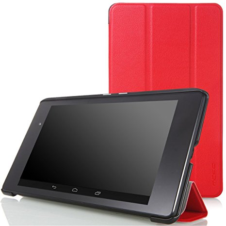 MoKo Google Nexus 7 2013 FHD 2nd Gen Case - Ultra Slim Lightweight Smart-shell Stand Cover Case with Auto Wake / Sleep for Google Nexus 2 7.0 Inch 2013 Generation Android 4.3 Tablet, RED