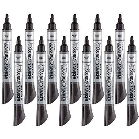 Quartet Glass Board Dry Erase Markers, Bullet Tip, Premium, Low Odor, Black, 12-Pack (79553)