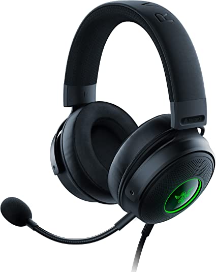 Razer Kraken V3 - Wired USB Gaming Headset with Razer Chroma RGB (TriForce 50mm Drivers, THX Spatial Audio, HyperClear Cardioid Mic, Chroma RGB) Black