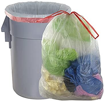 Pekky Clear Drawstring Large Trash Bags, 30 gal, 60 Counts/2 Rolls
