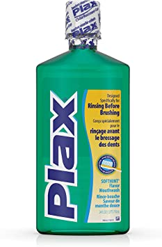 Plax Oral Rinse Mouthwash, Daily Mouth Rinse Designed Specifically for Rinsing Before Brushing, with a Refreshing Soft Mint Flavor, 24 fl. oz