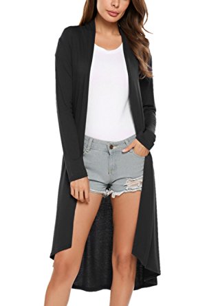 Beyove Women's Long Sleeve Open Front Drape Lightweight Duster Cardigan