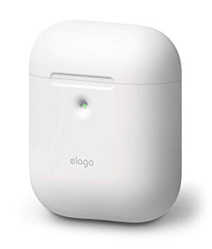 elago A2 Silicone Case [White] - [Front LED Visible][Supports Wireless Charging][Extra Protection][2019 Latest Model] - for AirPods 2 Wireless Charging Case