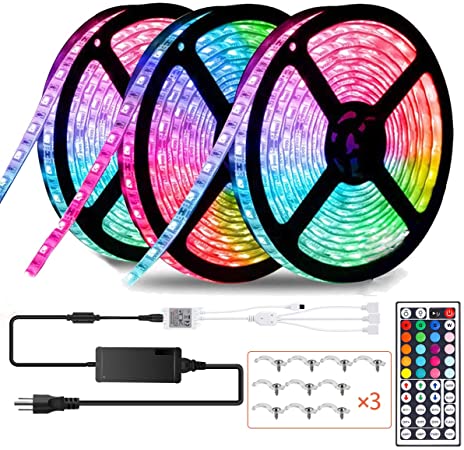 SMD5050 LEDs Light Strip Waterproof Rope Lighting   44 Key Remote Controller   12V Power Supply (RGB (Red,Green,Blue), 50)