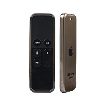 SIKAI Crystal Remote Case for Apple TV 4th Generation remote case cover for Apple TV [Anti-Dust Plug] [Shock Proof] Remote Case for New Apple Tv 4th Gen Siri Remote Controller (TPU Black)