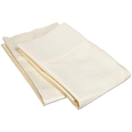Whasmos Decor 100% Cotton - Set of 2 Bedding Pillowcases - 400 Thread Count - Elegant Stitched Pillowcases - Queen (20"x30" Inches) - Ivory Solid