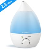 Cool Mist HumidifierURPOWER Whisper-quiet Operation Ultrasonic Aroma Essential Oil DiffuserWaterless Auto Shut-off Aroma Humidifier with 7 Color Changing Lights for Home Bedroom Office24 Litres