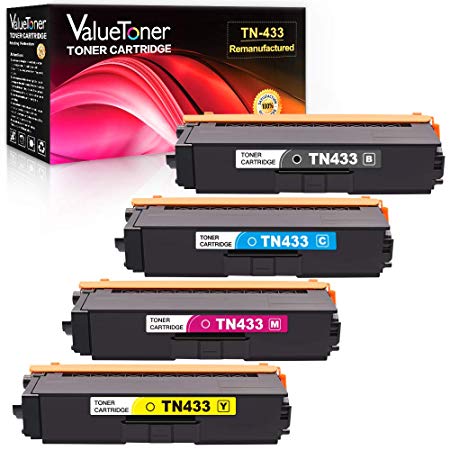 Valuetoner Remanufactured Toner Cartridge Replacement for Brother TN433 TN-433 TN 433 TN431 High Yield for HL-L8360CDW HL-L8260CDW HL-L8360CDWT MFC-L8900CDW MFC-L8610CDW L9570CDW HL-L9310CDW (4 Pack)