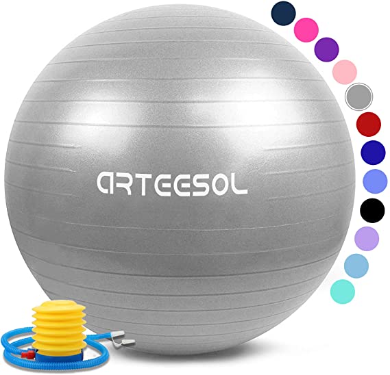 arteesol Exercise Ball, Anti-Burst Yoga Ball with Quick Pump Birthing Ball 45cm/55cm/65cm/75cm/85cm Thick Balance Ball Chair for Birthing Fitness Workout Stability Pilates, Gym & Home