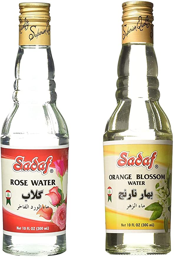 Sadaf Combo Pack - 1) Sadaf Rose Water 10 Fl. Oz., & 2) Sadaf Orange Blossom Water 10 Fl. Oz - Total 2 Bottles