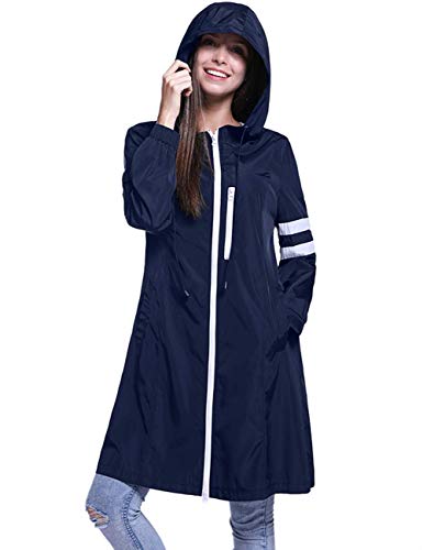 Fancyqube Women's Lightweight Packable Outdoor Hooded Waterproof Breathable Rain Jacket