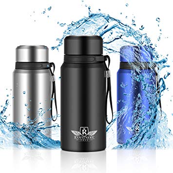 RANSENERS Vacuum Insulated Bottle with Bottle Sleeve, 700ml, 900ml, Creative Thermo Flask Made of Premium Stainless Steel for Hold Cold/Hot, Double Wall, Leak Proof