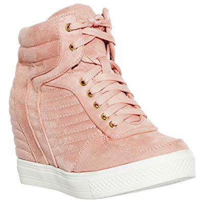 shoewhatever Women's Pl Hi-Top Wedge Lace-up Fashion Sneakers