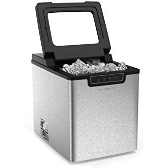 Vremi Countertop Ice Maker - Ice Cubes Ready in 9 Mins - Makes 26 lbs Ice in 24 hrs - Perfect for Water Bottles, Mixed Drinks - Portable Stainless Steel Ice Maker with Ice Scoop and Basket