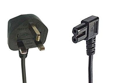 Black 5m Mains Power Cable/Lead by electrosmart® ~ 3 Pin Moulded UK Plug to Right Angled IEC C7 Figure 8
