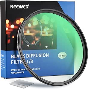 NEEWER 67mm Black Diffusion 1/8 Filter Mist Dreamy Cinematic Effect Filter Ultra Slim Water Repellent Scratch Resistant HD Optical Glass, 30 Layers Nano Coatings for Video/Vlog/Portrait Photography