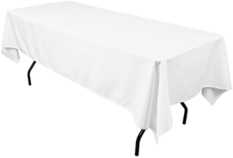 ABCCANOPY 60 x 102 Inches Rectangle Tablecloth Table Cover for Rectangular Tables in Washable Polyester-Great for Buffet Table Parties Holiday Dinner, Wedding & More White