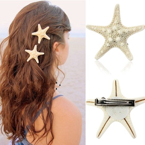 Canserin Fashion Women Lady Girls Pretty Natural Starfish Star Beige Hair Clip