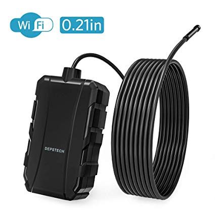 DEPSTECH Wireless Endoscope, 5.5mm Ultra-Thin HD WiFi Borescope, 16 inch Focal Distance Snake Inspection Camera with Phone Mount Holder and Magical Claw for Android & iOS Smartphone Tablet -16.5FT