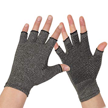 Arthritis Gloves 2 Pairs - Men and Women Fingerless Compression Glove Pain Relief for Rheumatoid Arthritis and Osteoarthritis (S/M)