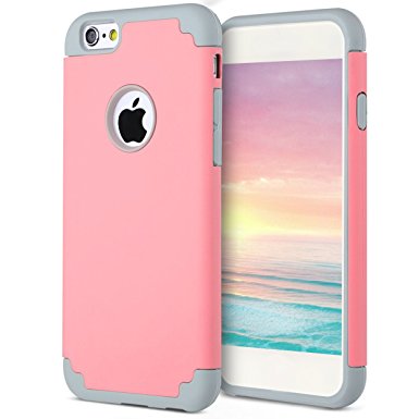 iPhone 6s Case,iPhone 6 Case,[4.7inch]by Ailun,Soft Interior Silicone Bumper&Hard Shell Solid PC Back,Shock-Absorption&Skid-proof,Anti-Scratch Hybrid Dual-Layer Slim Cover[Pink]