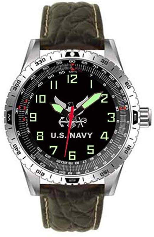 US Navy Leather Bezel Watch