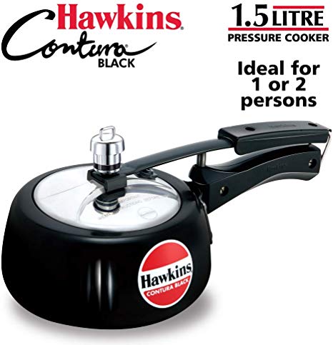 Hawkins CB15 Hard Anodised Pressure Cooker, 1.5-Liter, Contura Black