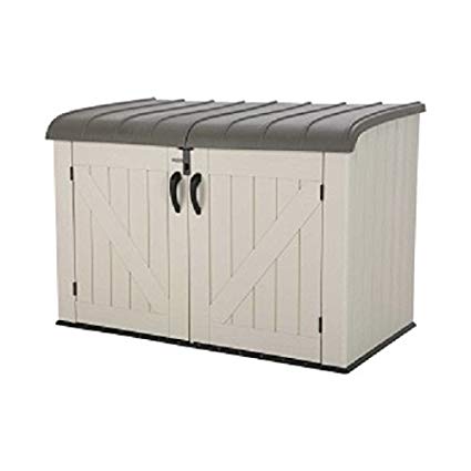 Lifetime 6 x 3.5 ft Heavy Duty Low Plastic Shed Horizontal Storage Box - Desert Sand/White