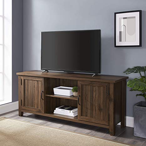 WE Furniture TV Stand, 58 Inch, Dark Walnut