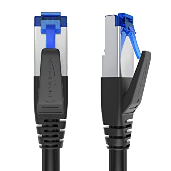 KabelDirekt – 30m – Cat 7 Ethernet, Patch & Network Cable (10Gbit/s, for Maximum Fiber Optic Speed, Ultra-Secure Triple SF/FTP Shielding, RJ45 Plug, Black)